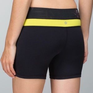 lululemon athletica Black Shorts with Yellow Waistband